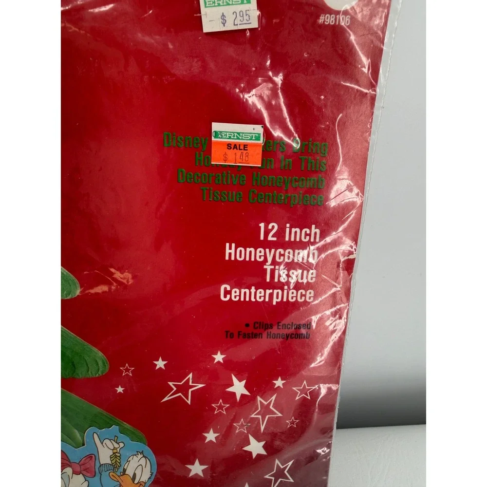 Disney Eureka Mickey Honeycomb Centerpiece Set of 3 Vintage Christmas Decor